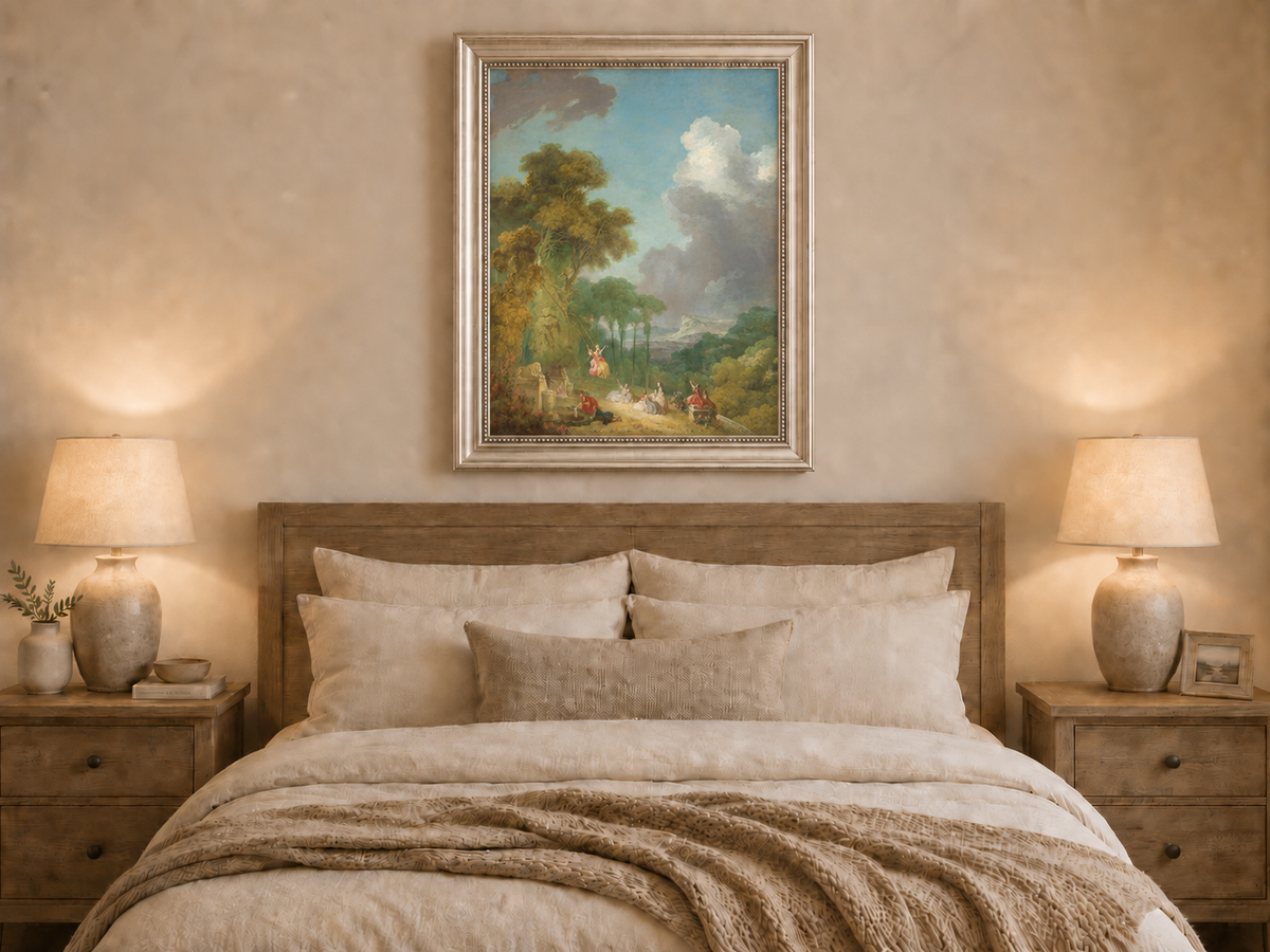 Landscape Oil Painting - Romantic Garden Landscape Figures &