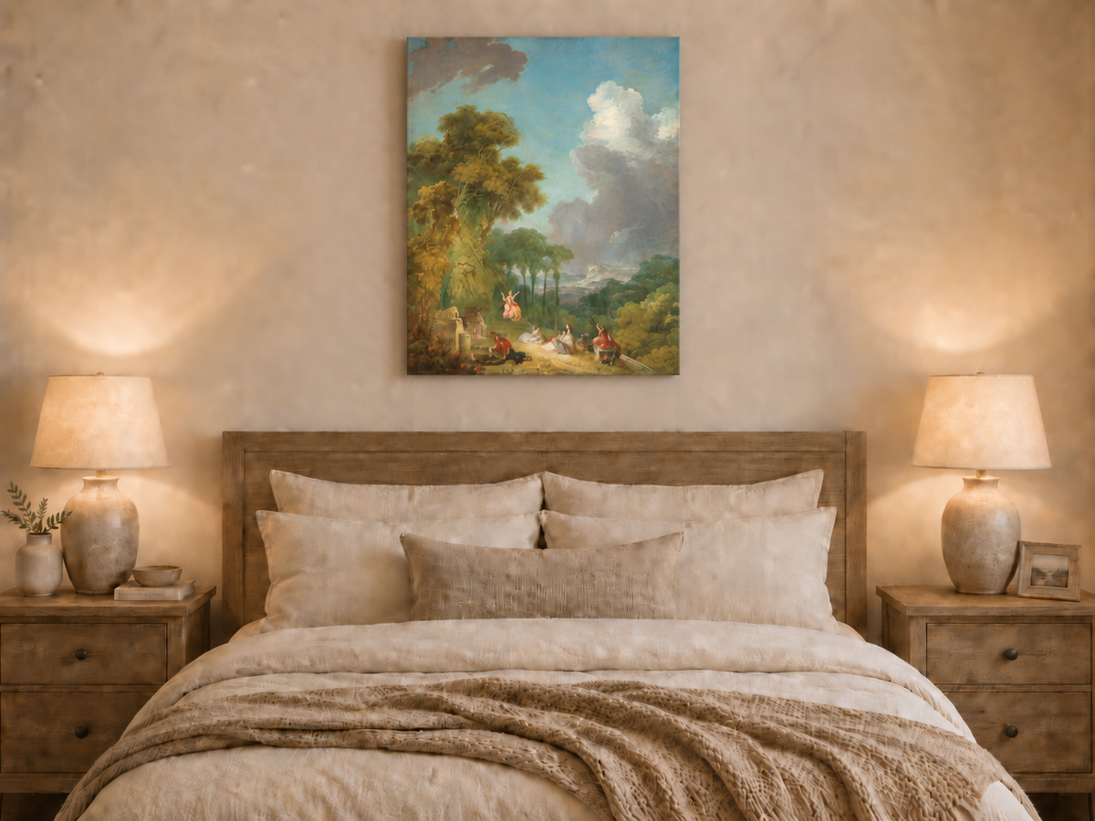 Landscape Oil Painting - Romantic Garden Landscape Figures &