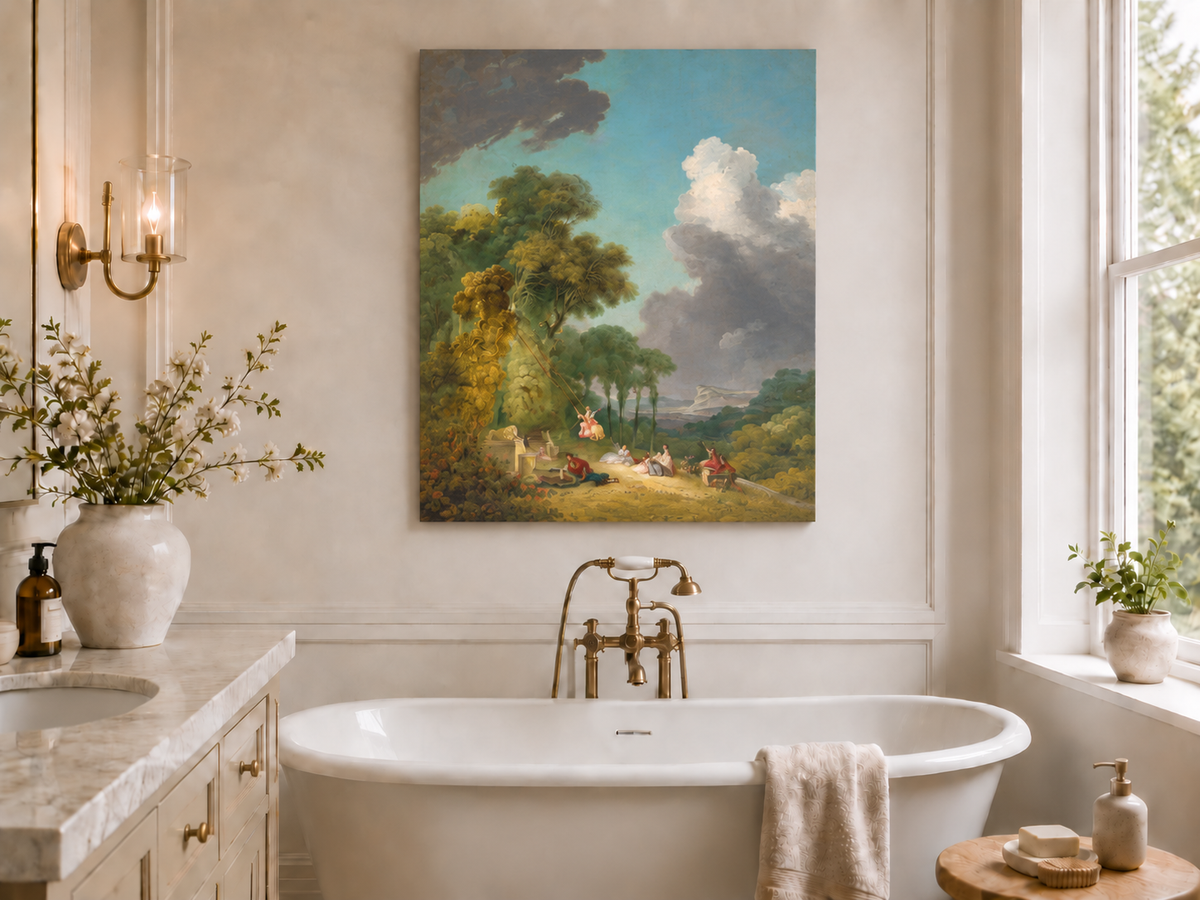 Landscape Oil Painting - Romantic Garden Landscape Figures &