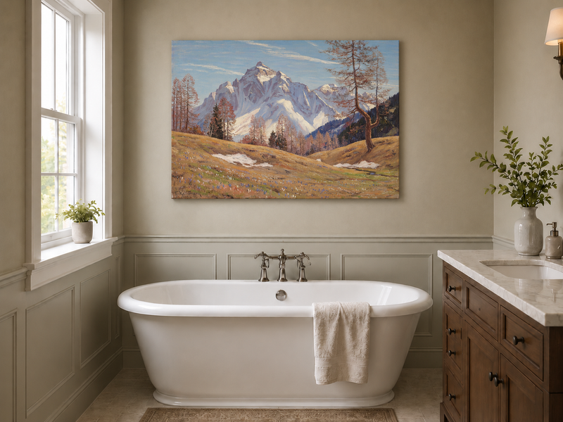 Landscape Oil Painting - Snow-Capped Alpine Mountain