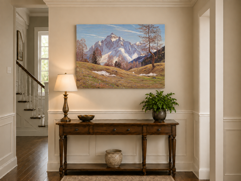 Landscape Oil Painting - Snow-Capped Alpine Mountain