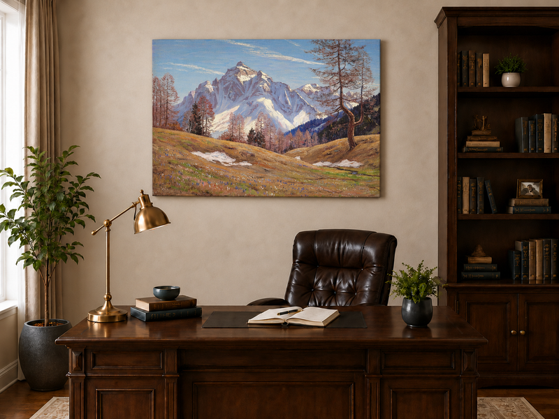 Landscape Oil Painting - Snow-Capped Alpine Mountain