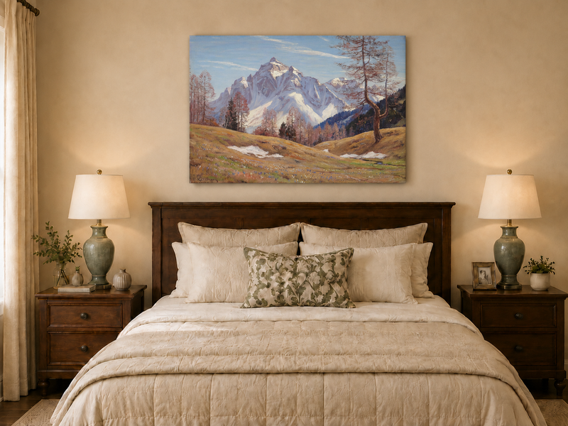 Landscape Oil Painting - Snow-Capped Alpine Mountain