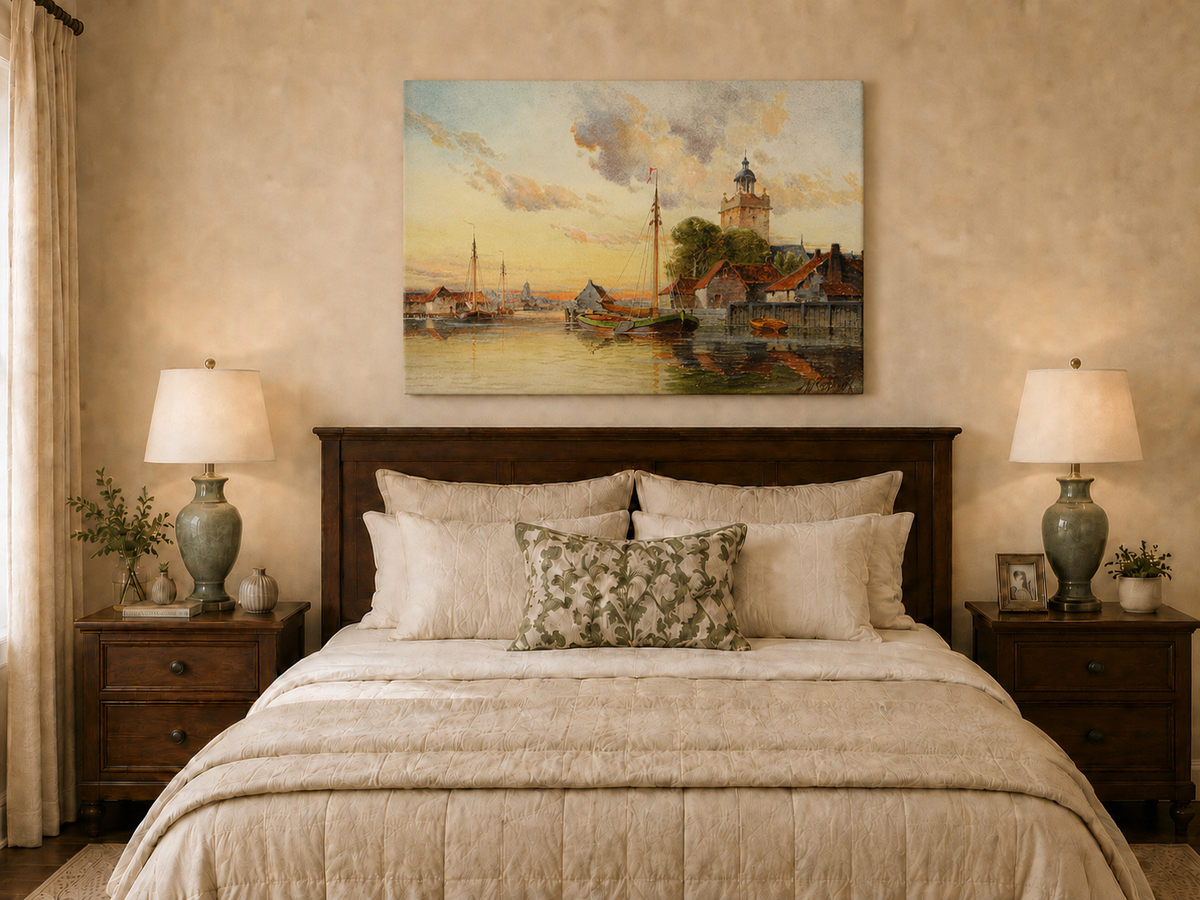 Peinture à l'huile de paysage - Chênaie ancienne au soleil