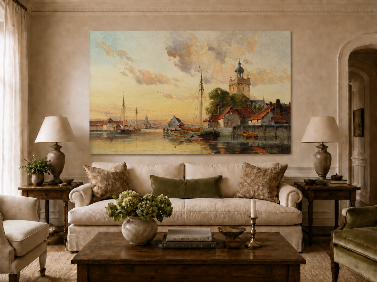 Peinture à l'huile de paysage - Chênaie ancienne au soleil