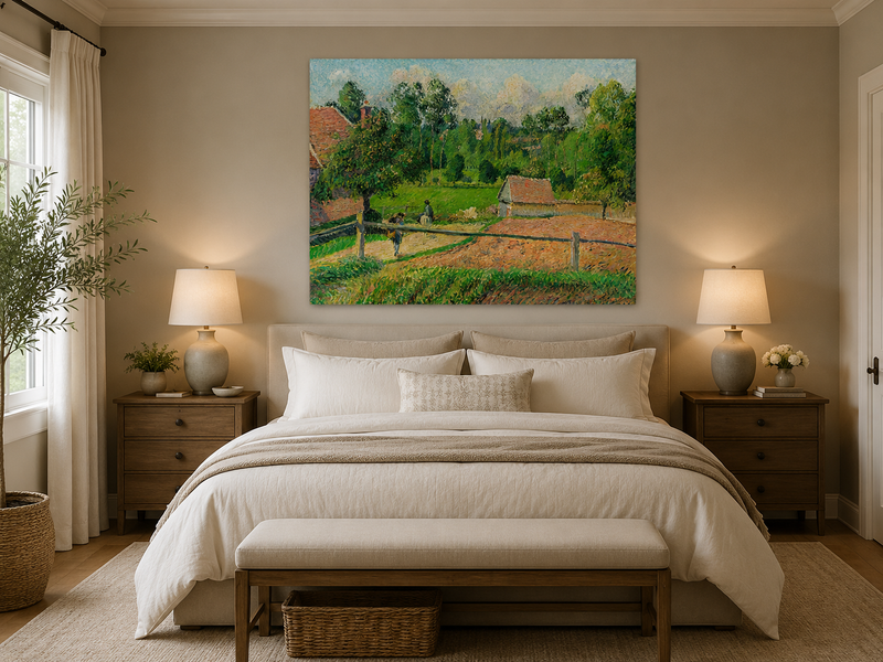 Peinture à l'huile de paysage - Gouffre rocheux spectaculaire avec personnages