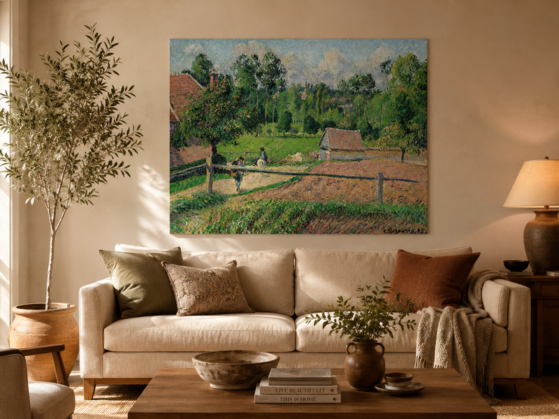 Peinture à l'huile de paysage - Gouffre rocheux spectaculaire avec personnages