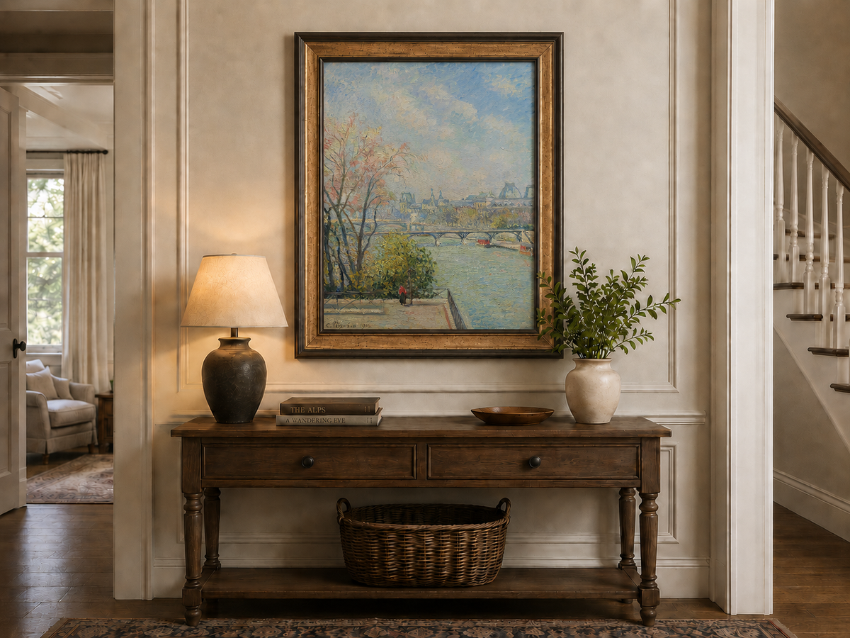 Landscape Oil Painting - Paris Riverside View with Bridge