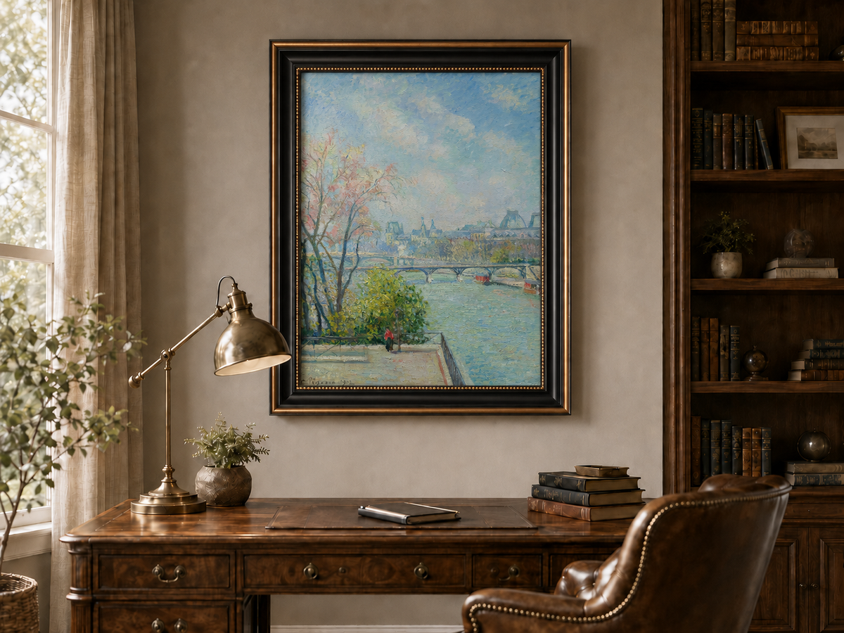 Landscape Oil Painting - Paris Riverside View with Bridge