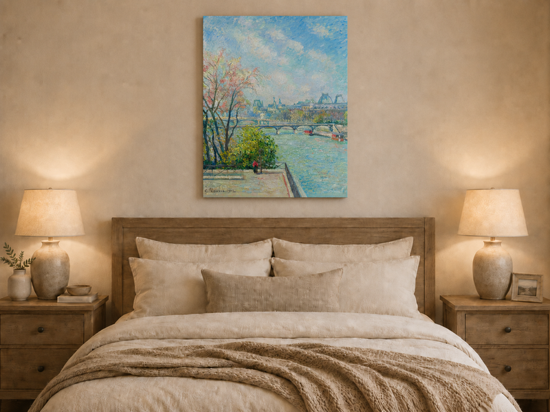 Landscape Oil Painting - Paris Riverside View with Bridge