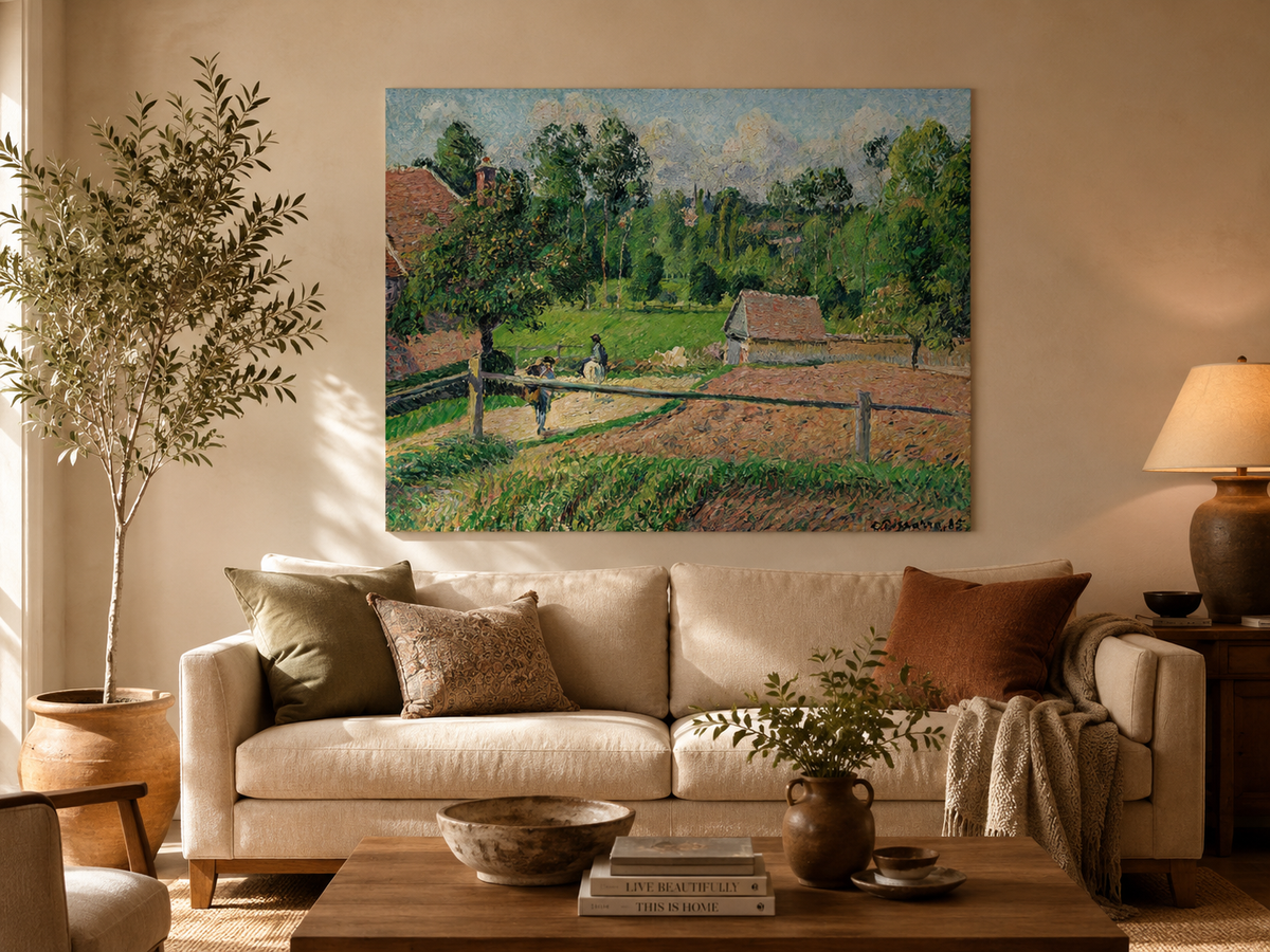 Peinture à l'huile de paysage - Gouffre rocheux spectaculaire avec personnages