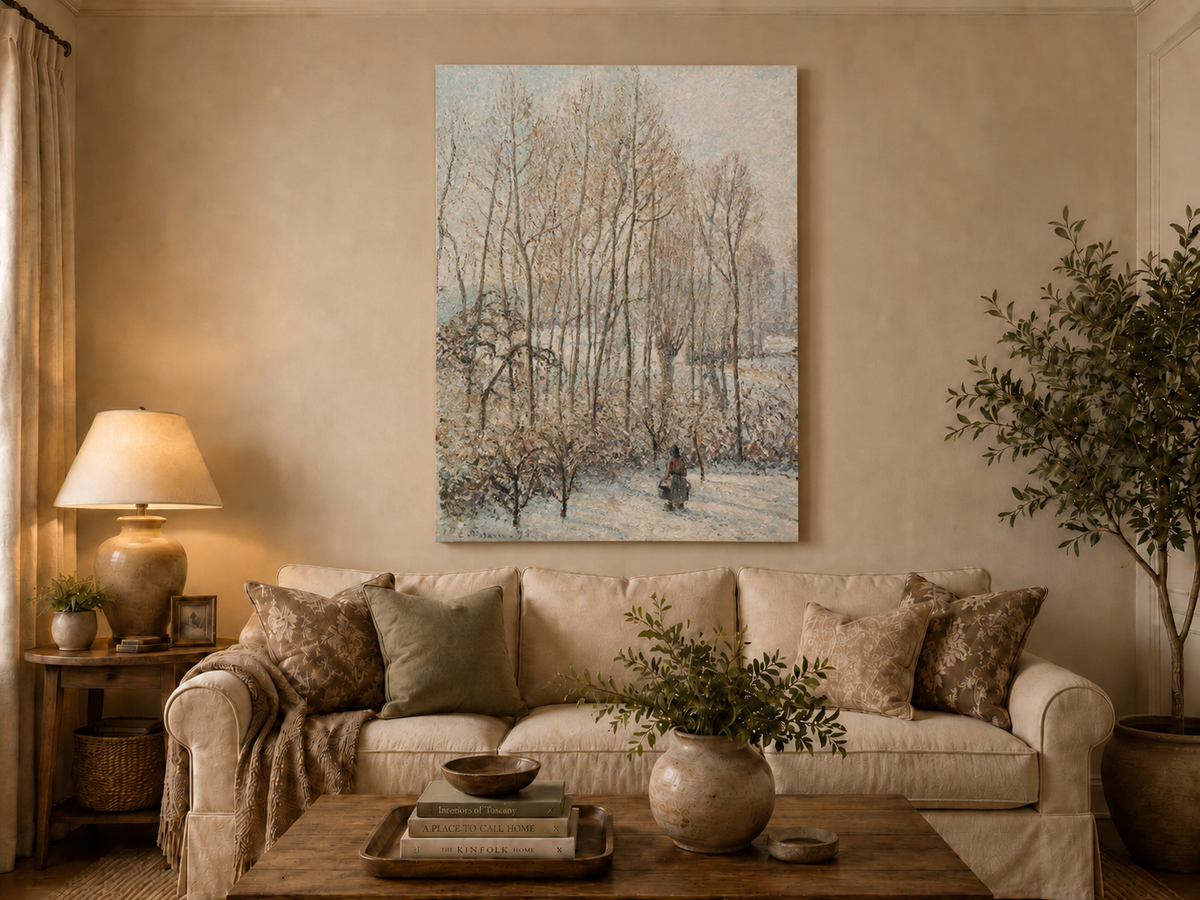 Peinture à l'huile de paysage - Rivière printanière avec pêcheur et arbres