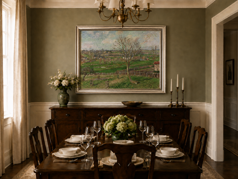 Landscape Oil Painting - Country Field with Walnut Tree, Eragny