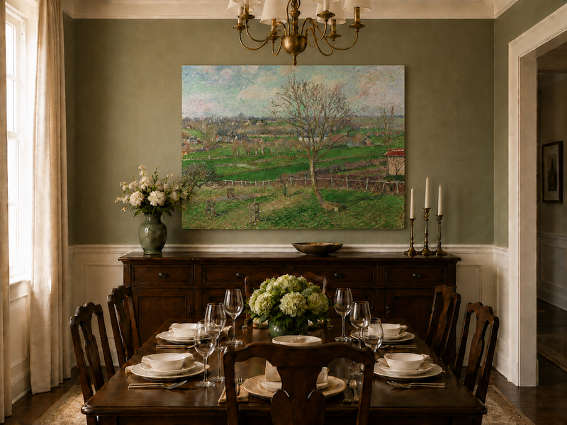 Landscape Oil Painting - Country Field with Walnut Tree, Eragny