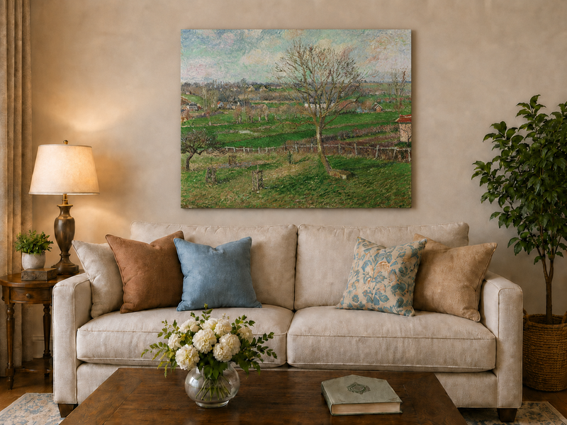 Landscape Oil Painting - Country Field with Walnut Tree, Eragny