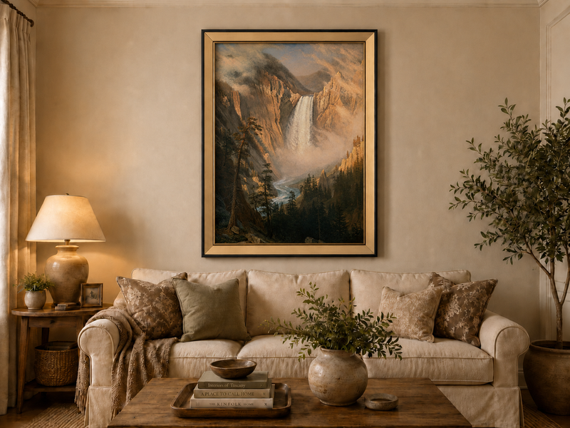Landscape Oil Painting - Hand-Painted Yosemite Waterfall Mist
