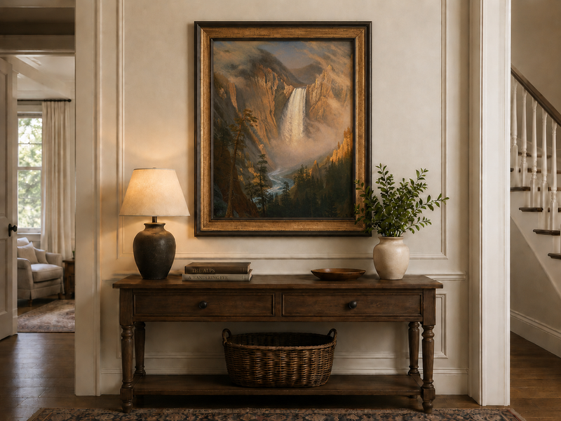 Landscape Oil Painting - Hand-Painted Yosemite Waterfall Mist