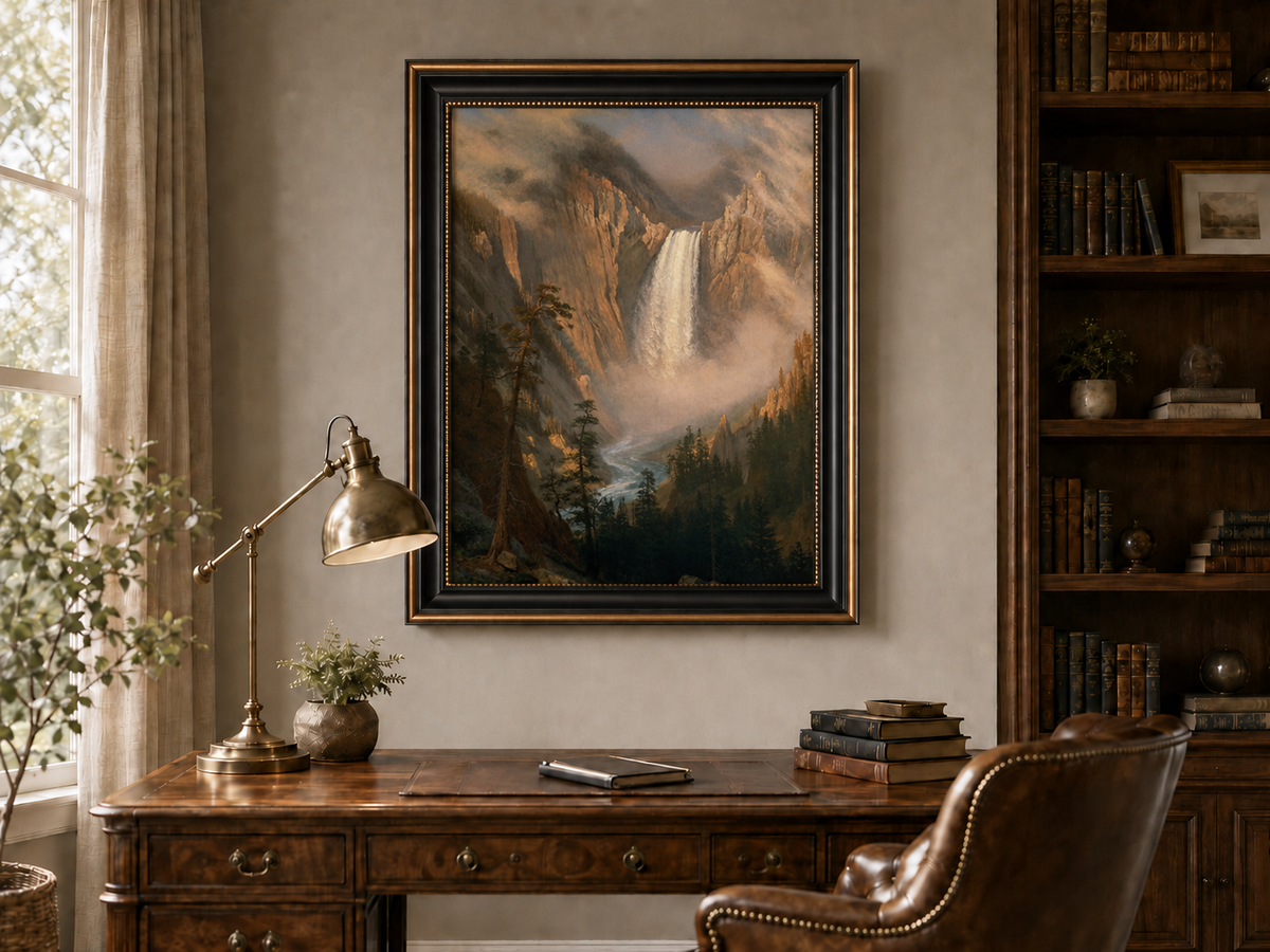 Landscape Oil Painting - Hand-Painted Yosemite Waterfall Mist