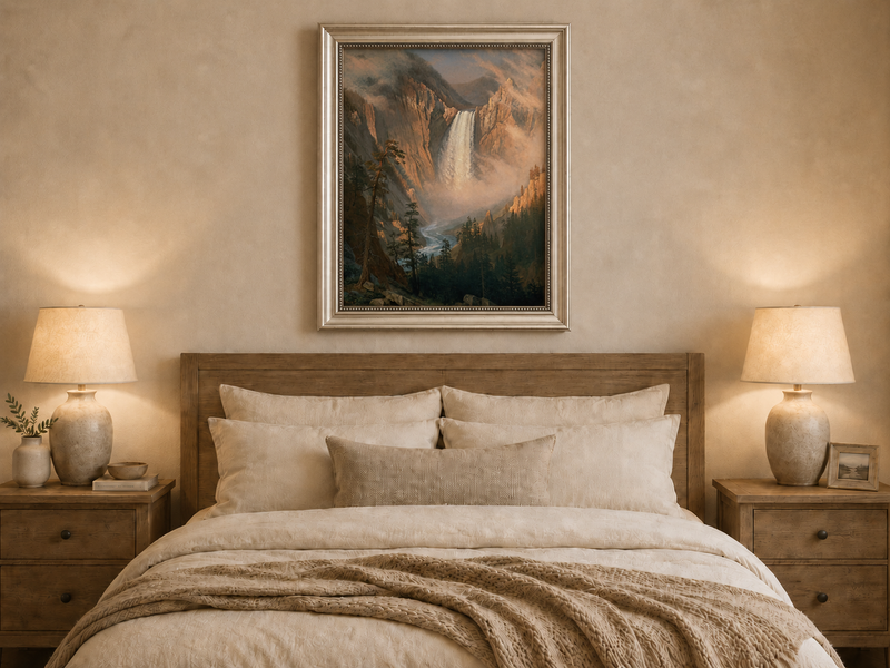 Landscape Oil Painting - Hand-Painted Yosemite Waterfall Mist