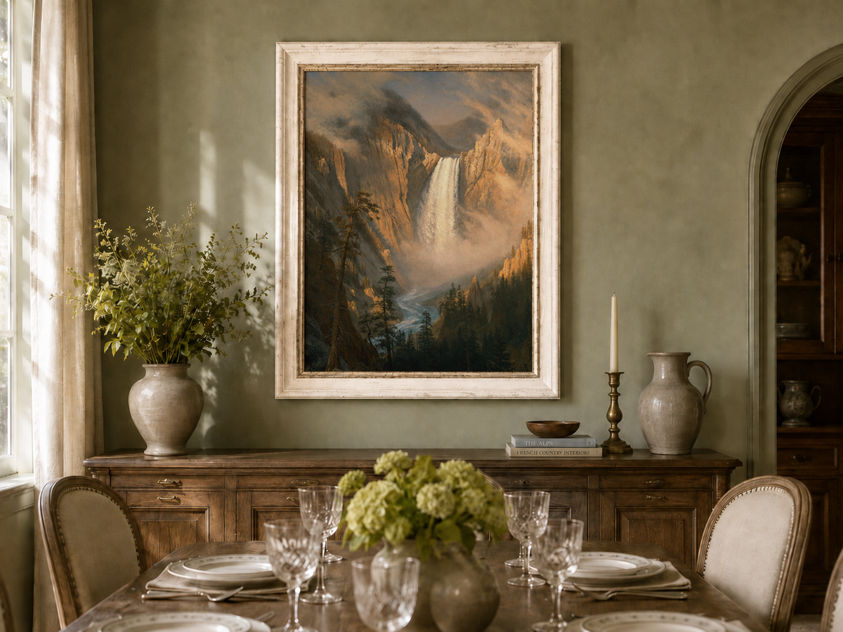 Landscape Oil Painting - Hand-Painted Yosemite Waterfall Mist