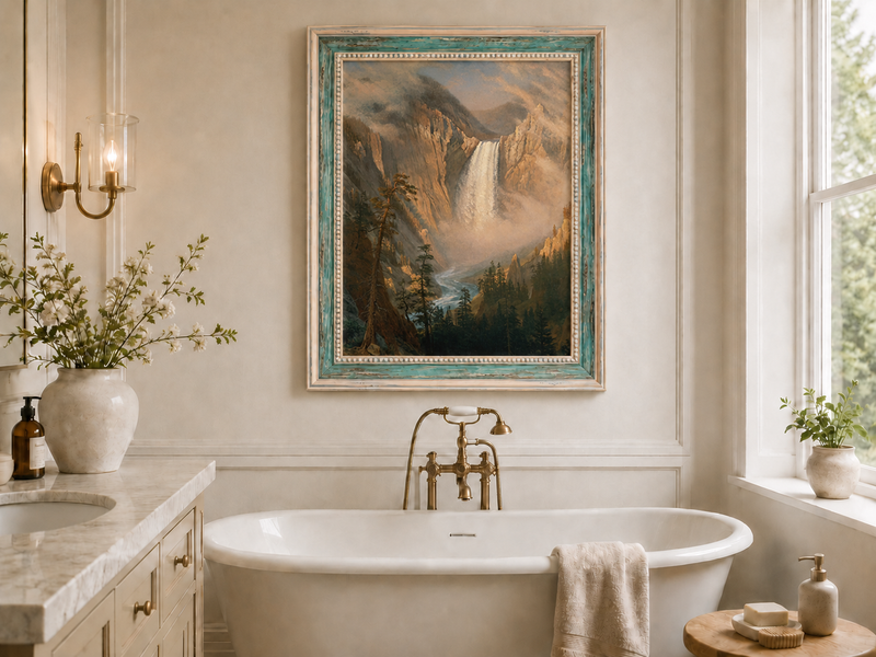 Landscape Oil Painting - Hand-Painted Yosemite Waterfall Mist
