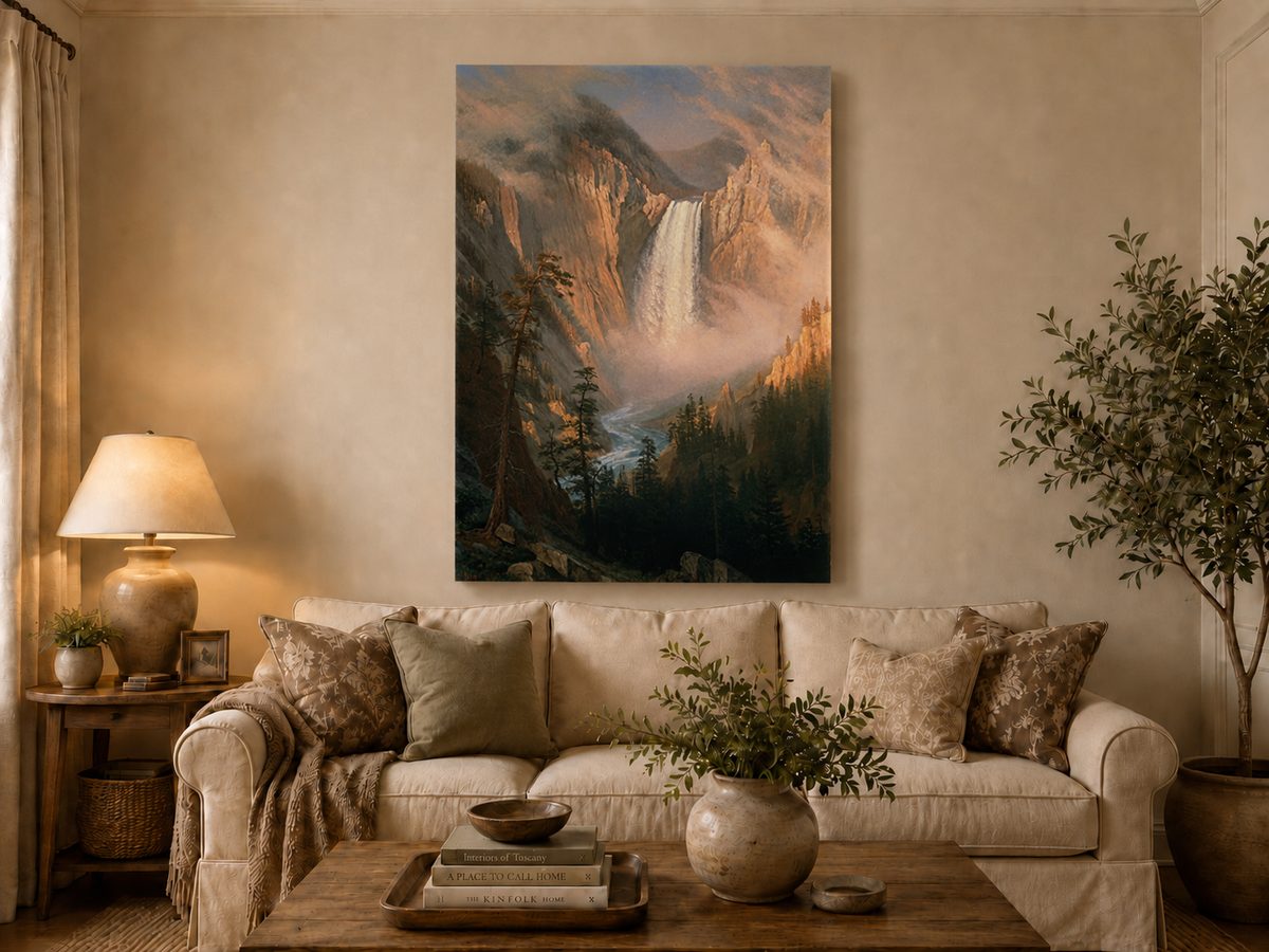 Landscape Oil Painting - Hand-Painted Yosemite Waterfall Mist
