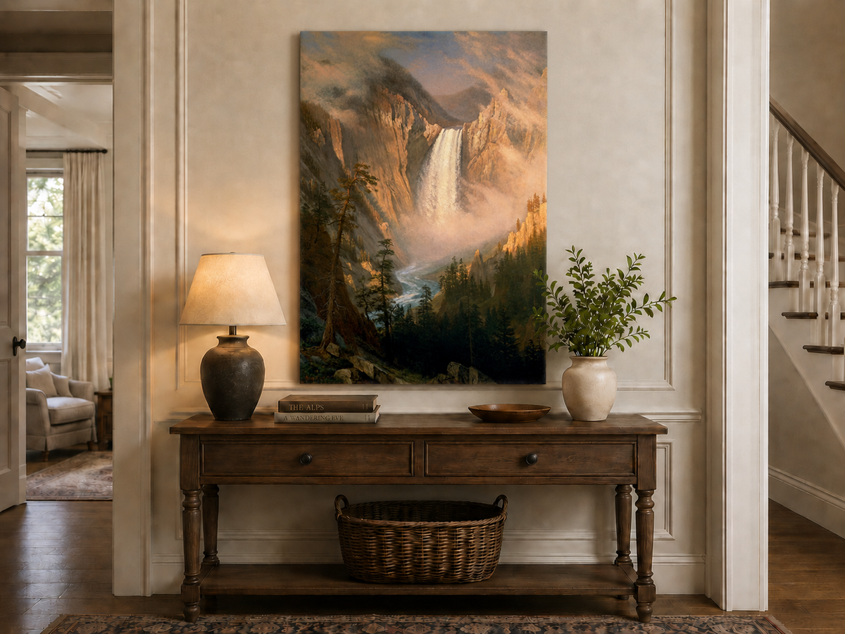 Landscape Oil Painting - Hand-Painted Yosemite Waterfall Mist