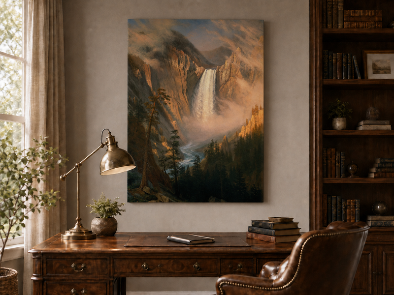 Landscape Oil Painting - Hand-Painted Yosemite Waterfall Mist
