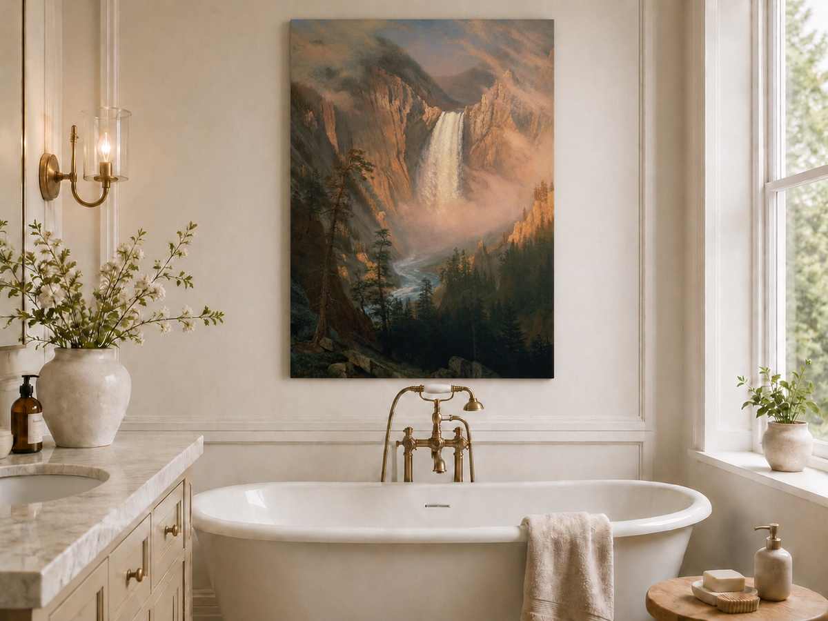 Landscape Oil Painting - Hand-Painted Yosemite Waterfall Mist
