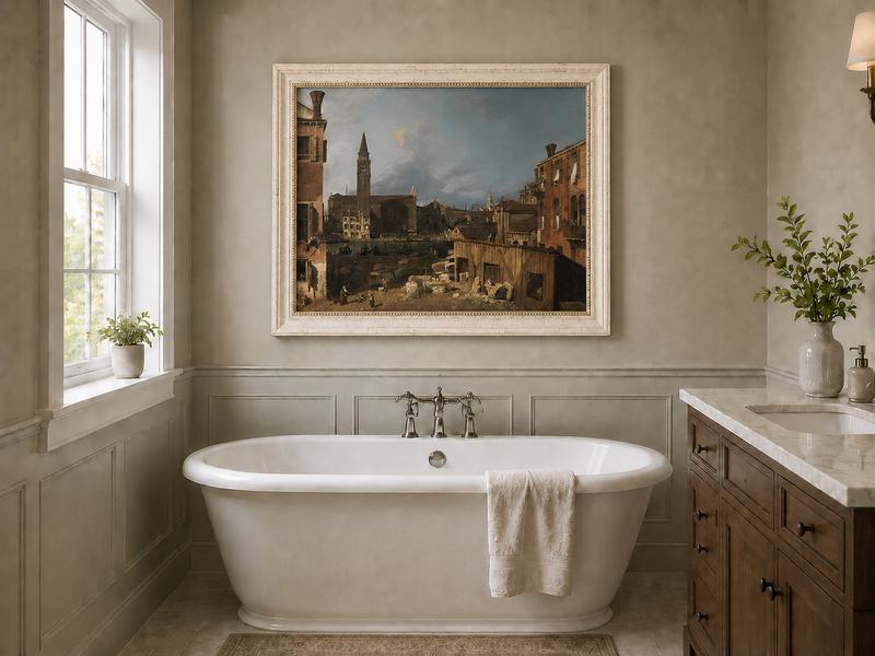 Landscape Oil Painting - Venice Stonemason’s Yard Canal Scene