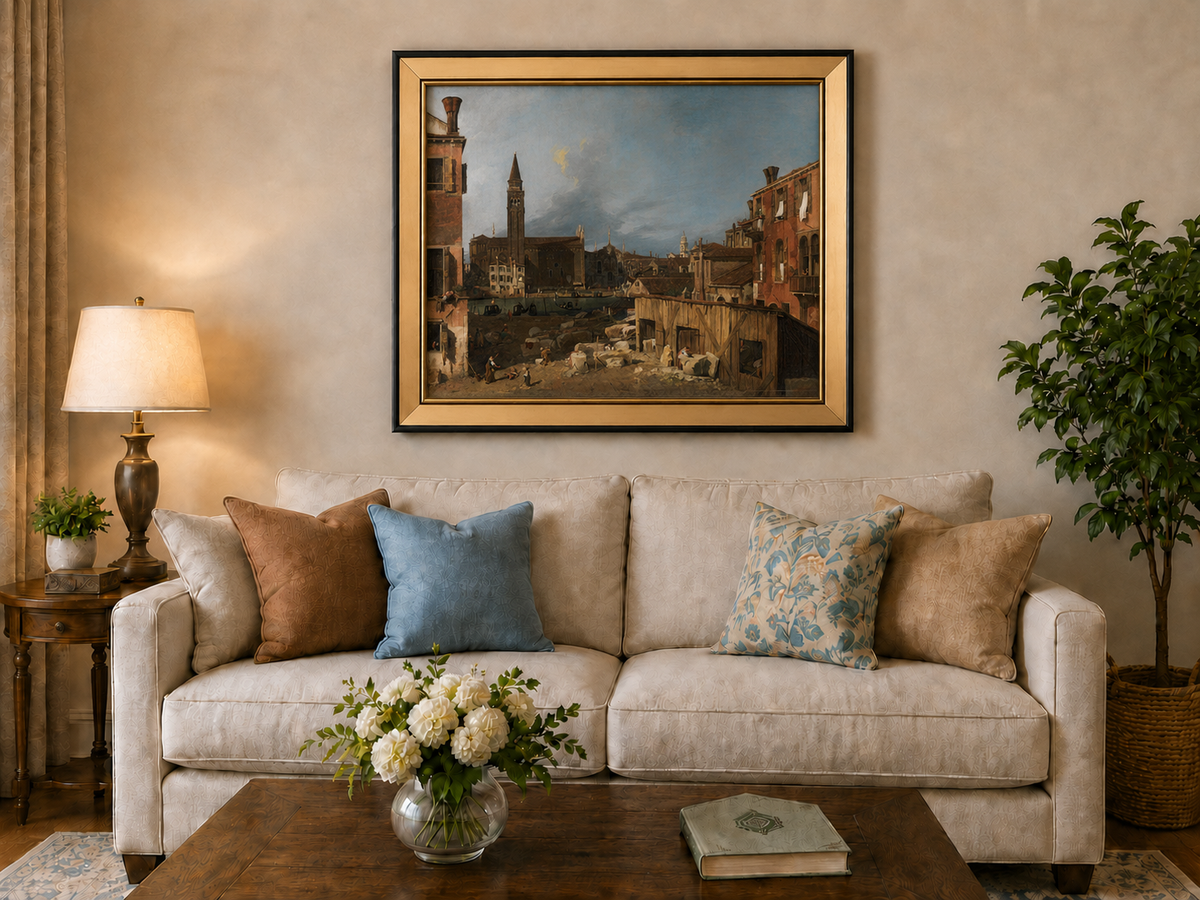 Landscape Oil Painting - Venice Stonemason’s Yard Canal Scene
