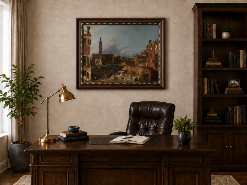Landscape Oil Painting - Venice Stonemason’s Yard Canal Scene
