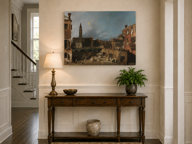 Landscape Oil Painting - Venice Stonemason’s Yard Canal Scene