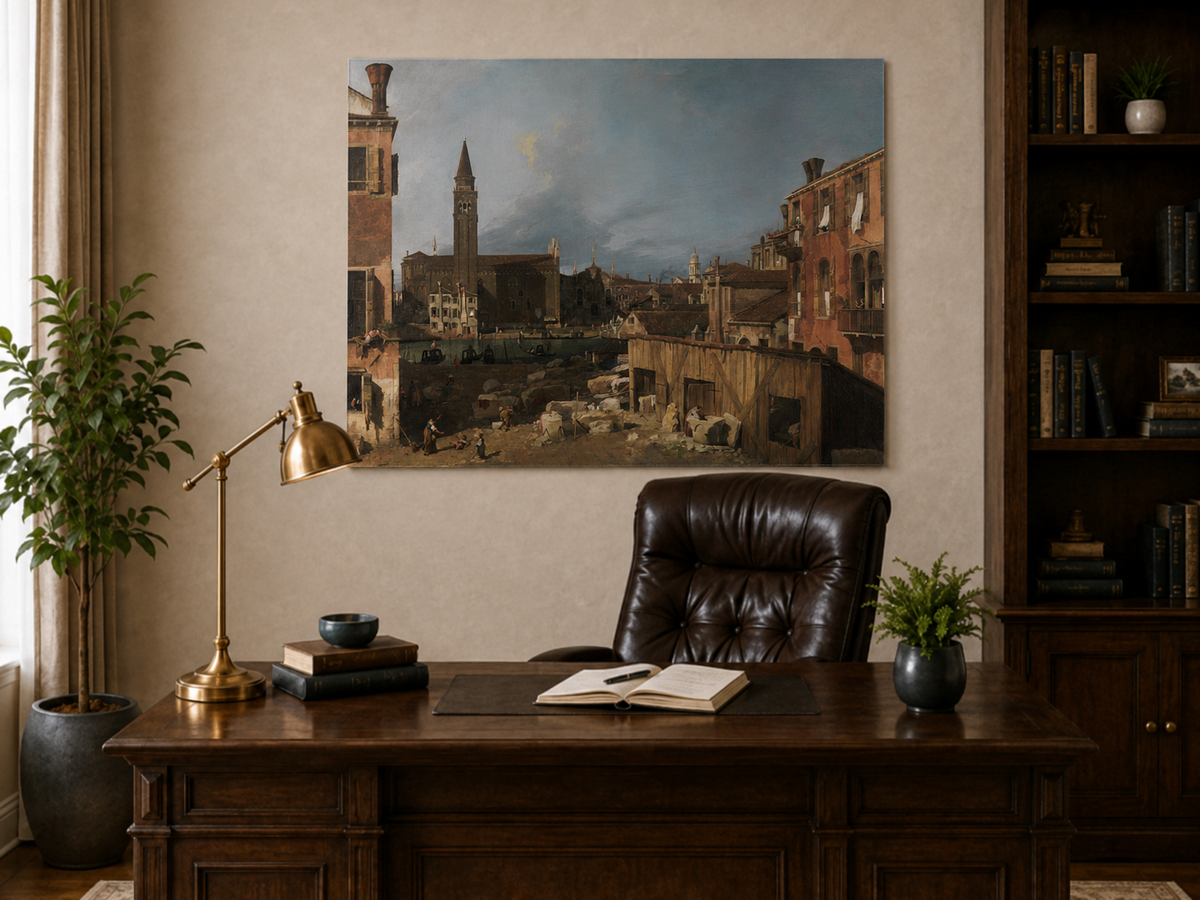 Landscape Oil Painting - Venice Stonemason’s Yard Canal Scene