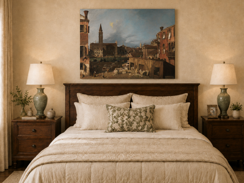 Landscape Oil Painting - Venice Stonemason’s Yard Canal Scene