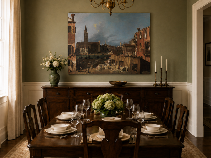 Landscape Oil Painting - Venice Stonemason’s Yard Canal Scene