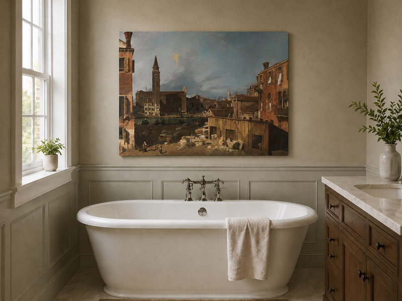 Landscape Oil Painting - Venice Stonemason’s Yard Canal Scene