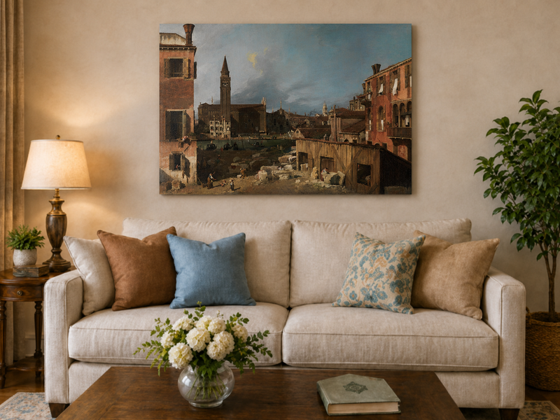 Landscape Oil Painting - Venice Stonemason’s Yard Canal Scene