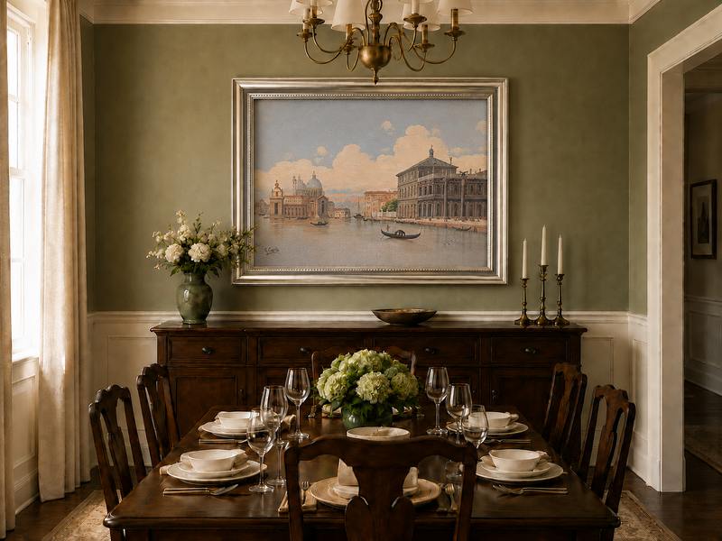 Landscape Oil Painting - Venice Grand Canal with Gondolas