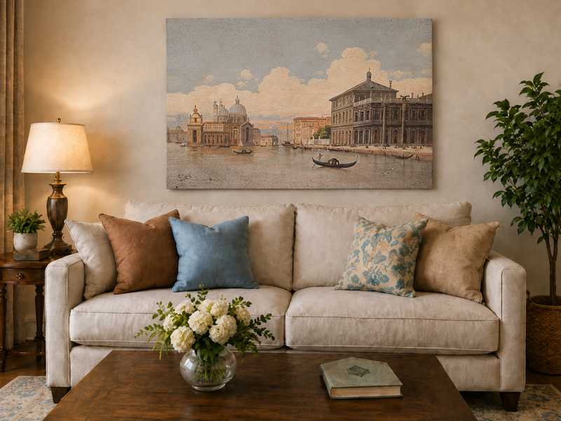 Landscape Oil Painting - Venice Grand Canal with Gondolas