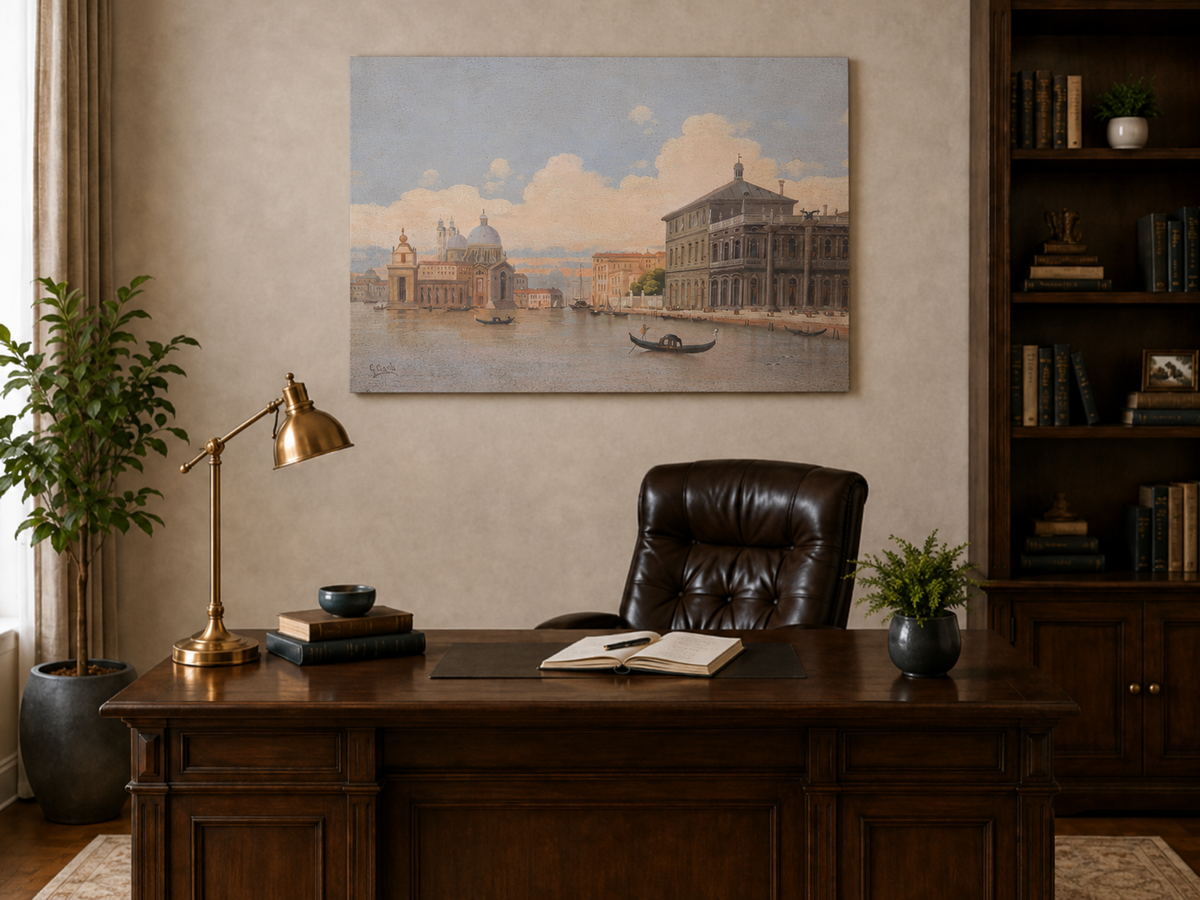Landscape Oil Painting - Venice Grand Canal with Gondolas