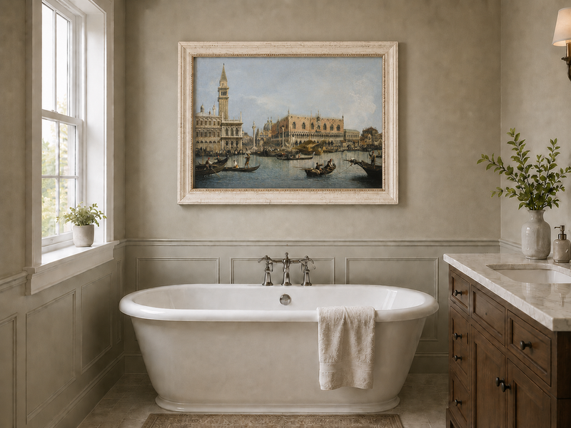 Landscape Oil Painting - Venice Molo Gondolas, St Mark’s Square