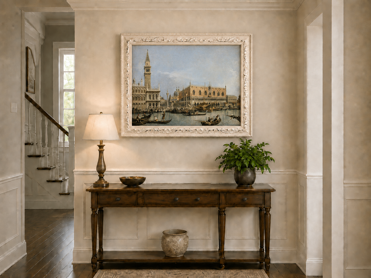 Landscape Oil Painting - Venice Molo Gondolas, St Mark’s Square
