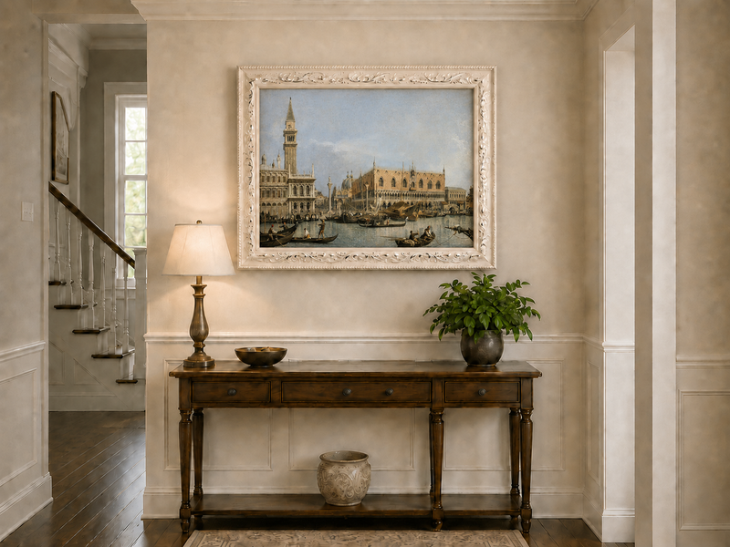 Landscape Oil Painting - Venice Molo Gondolas, St Mark’s Square
