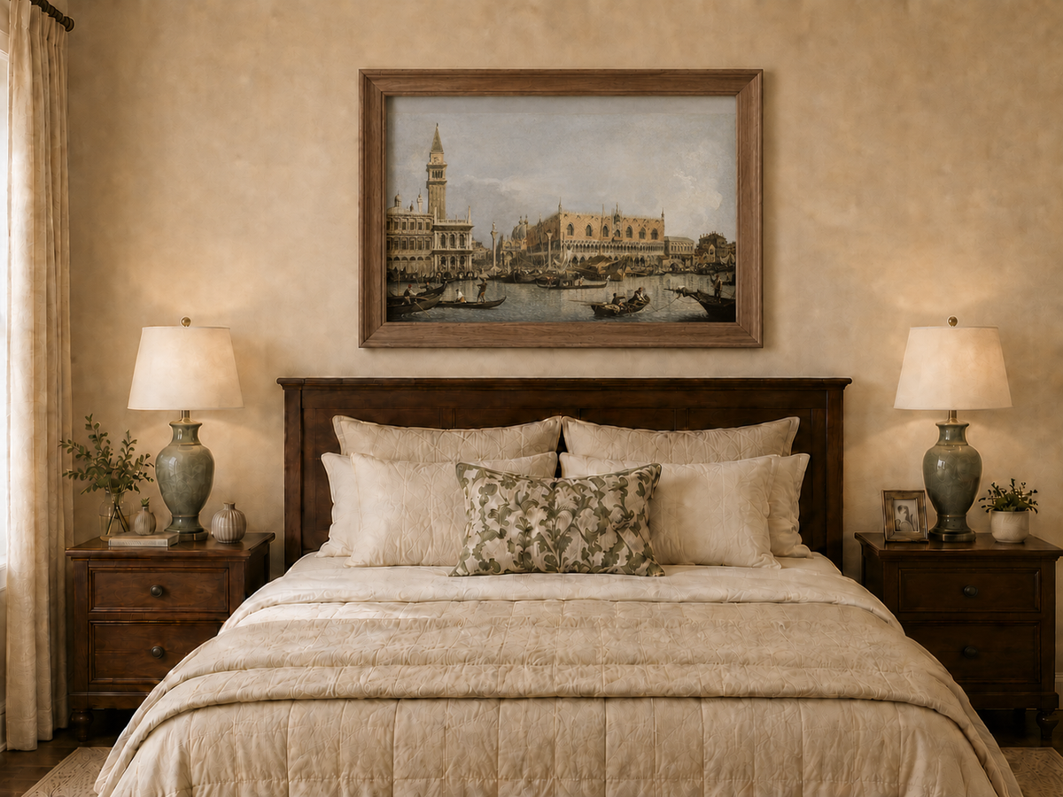 Landscape Oil Painting - Venice Molo Gondolas, St Mark’s Square