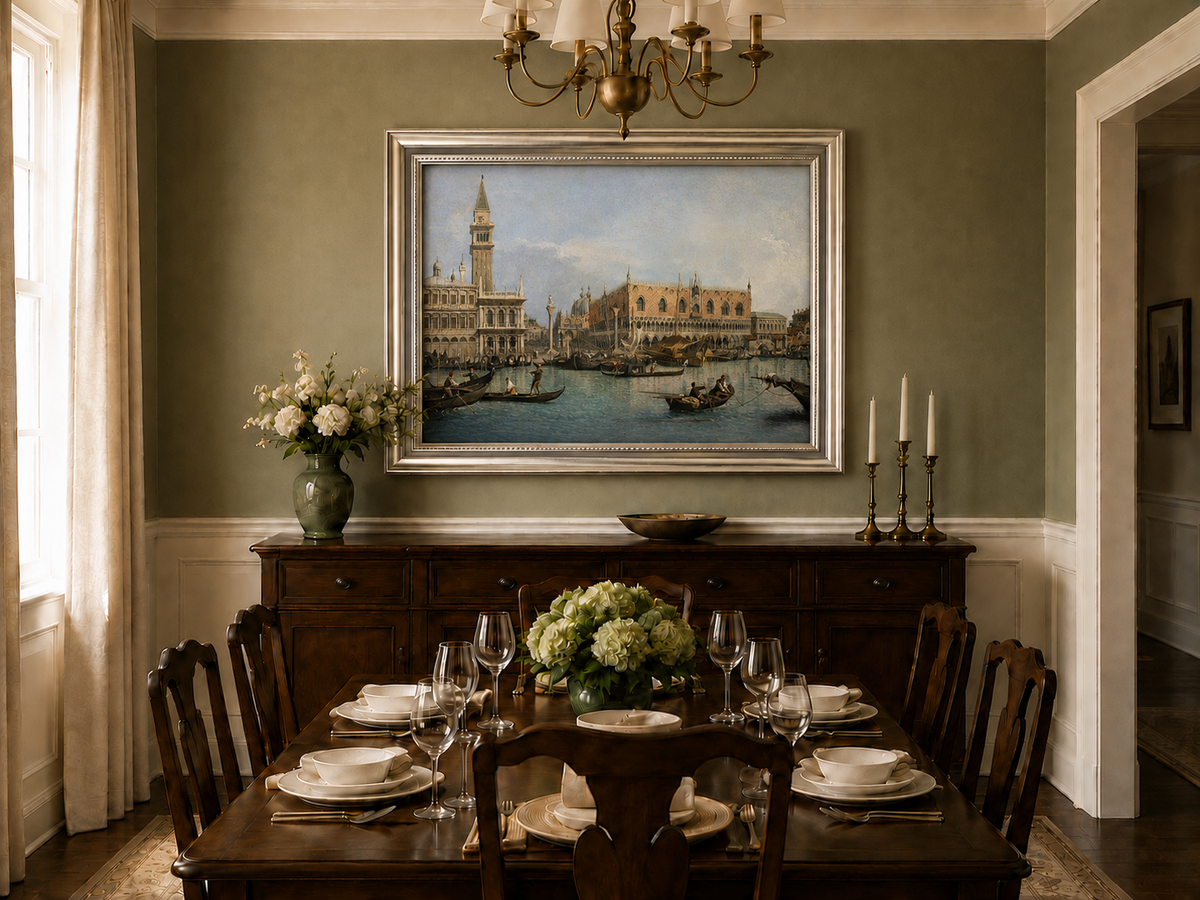 Landscape Oil Painting - Venice Molo Gondolas, St Mark’s Square