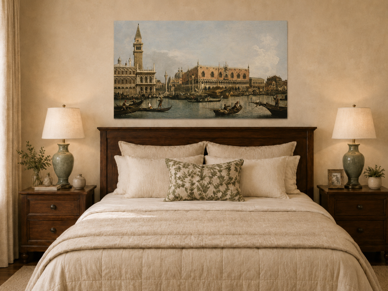 Landscape Oil Painting - Venice Molo Gondolas, St Mark’s Square