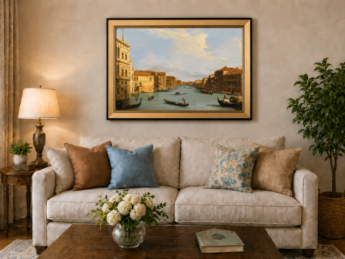 Landscape Oil Painting - Venice Grand Canal Gondolas