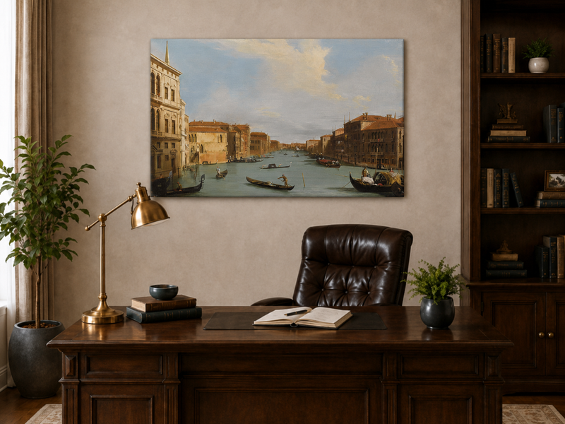 Landscape Oil Painting - Venice Grand Canal Gondolas