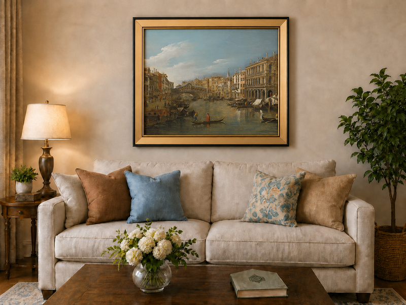 Landscape Oil Painting - Venice Grand Canal Rialto Bridge